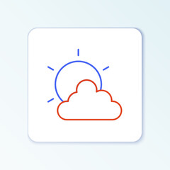 Line Sun and cloud weather icon isolated on white background. Colorful outline concept. Vector