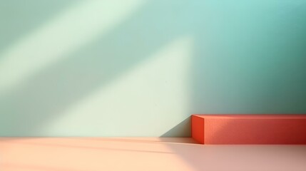 Empty Room in multiple Colors with Shadows on the Wall. Minimal Podium for Product Presentation.
