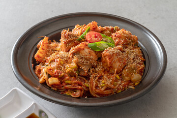 Steamed monkfish, steamed seafood, seafood stew, octopus hot pot Korean food dish