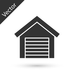 Grey Garage icon isolated on white background. Vector