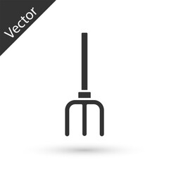 Grey Garden pitchfork icon isolated on white background. Garden fork sign. Tool for horticulture, agriculture, farming. Vector