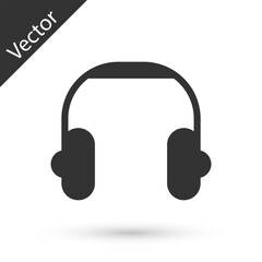 Grey Headphones icon isolated on white background. Earphones. Concept for listening to music, service, communication and operator. Vector
