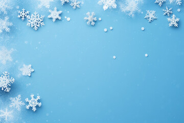 plain blue background with a winter theme