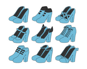 水色のヒール靴のイラストセット