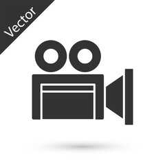 Grey Cinema camera icon isolated on white background. Video camera. Movie sign. Film projector. Vector