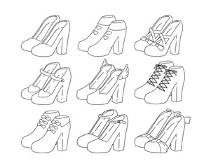 白のヒール靴のイラストセット