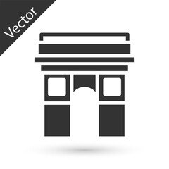 Grey Triumphal Arch icon isolated on white background. Landmark of Paris, France. Vector