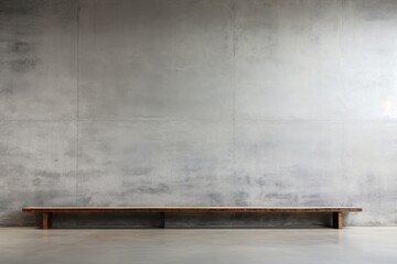 Minimalist living room interior with wooden floor, decor on a large wall. Generative AI.