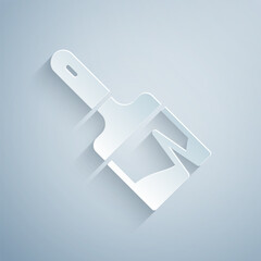 Paper cut Paint brush icon isolated on grey background. Paper art style. Vector