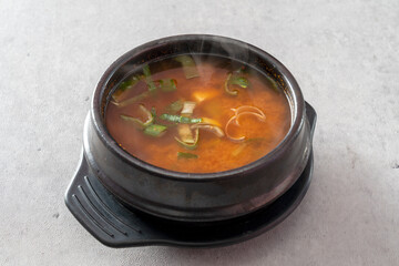 Korean food dish Ketchup tangsuyuk, sweet and sour pork, guobaorou, soybean paste stew, grilled pork cheek