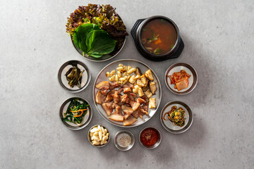 Korean food dish Grilled pork belly, grilled pork, marinated ribs, grilled pork belly