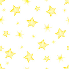 Stars watercolor seamless pattern illustration for kids