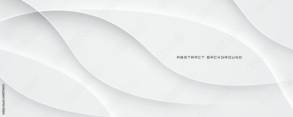 Canvas Prints 3d white geometric abstract background overlap layer on bright space with waves decoration. minimali