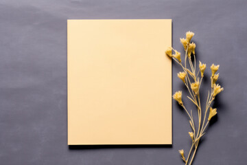 Top view blank paper on wooden table. Generative AI