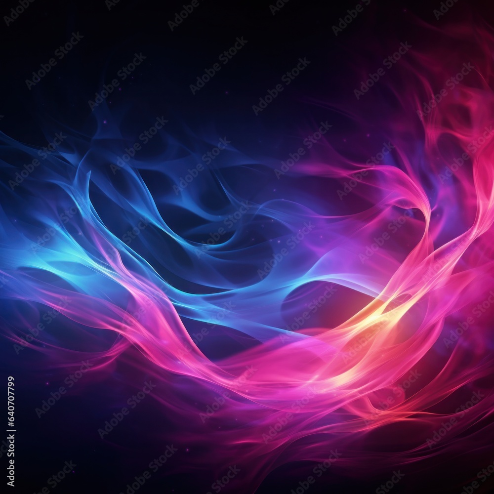 Wall mural Abstract colorful smoke wave on dark background. Vector illustration for your design. 