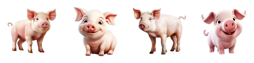 Pig clipart collection, vector, icons isolated on transparent background