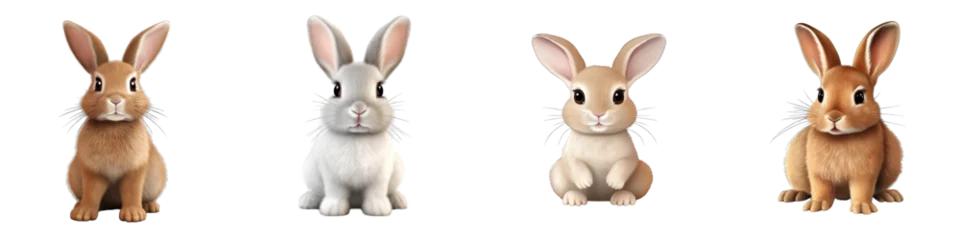 Foto op Canvas Rabbit clipart collection, vector, icons isolated on transparent background © DigitalParadise
