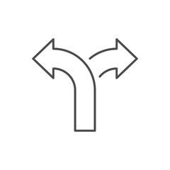 Road fork line outline icon