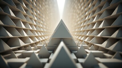 3D rendering of a futuristic city in the form of a pyramid. Digital illustration of pyramids in abstract background. 