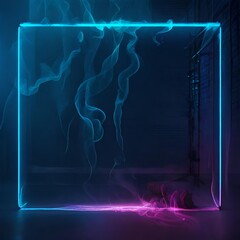 Neon smoke Square, generative AI 