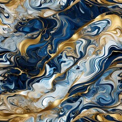 marble golden and blue pattern, generative AI