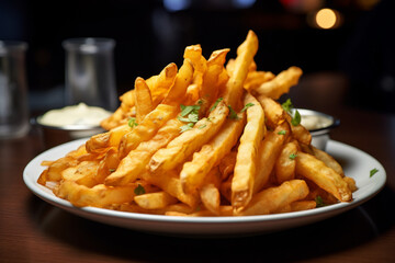 Image of potato fries with sauce