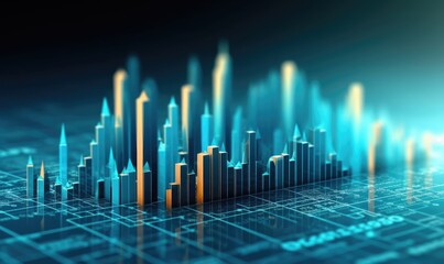 Financial stock market graph and candlestick chart on abstract background. Double exposure