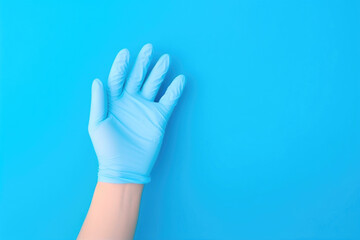 Obraz premium Blue Latex Gloves Close-Up