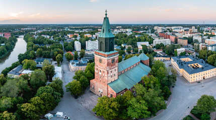 Beautiful summer landscape from a drone. Turku. Finland