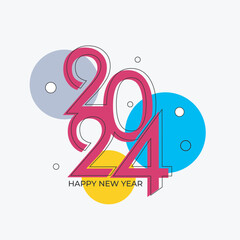 2024 Happy New Year text typography vector design poster template brochure decorated flyer banner design