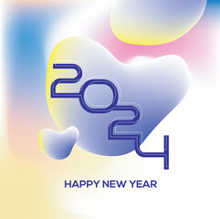 2024 Happy New Year text typography vector design poster template brochure decorated flyer banner design