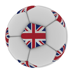 english england flag on soccer ball great britain football  team  isolated - 3d rendering