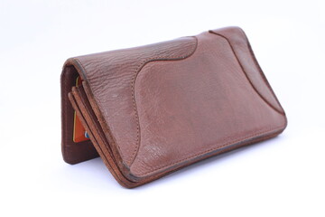 genuine leather wallet isolated on white background
