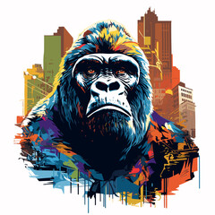 giant gorilla on the streets of a metropolis