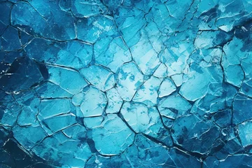 Fotobehang background ice abstract cracks surface ice blue background © sandra