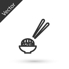 Grey line Sushi icon isolated on white background. Traditional Japanese food. Vector.