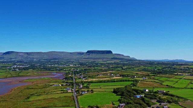 Aerial view of Benbulbin mountain. Connacht, Ireland