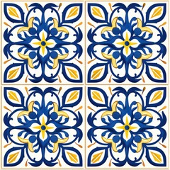 Talavera pattern. Azulejos portugal. Turkish ornament. Moroccan tile mosaic. Spanish porcelain. Ceramic tableware, folk print. Spanish pottery. Mediterranean seamless wallpaper.