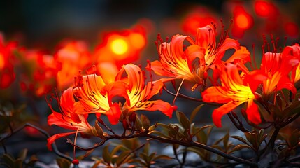 Blooming Adventure: Close-Up of Flame Azalea Flower on Forest Footpath