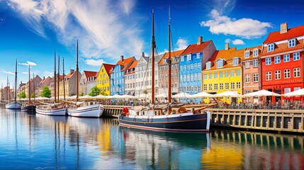Nyhavn Port: Exploring the Historic Canal and Heritage Destination in Central Copenhagen, Denmark - obrazy, fototapety, plakaty