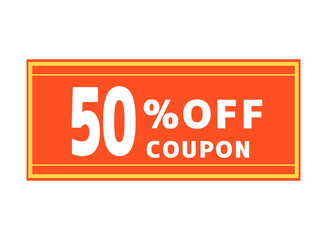 赤い50%オフクーポン　黄色いライン
