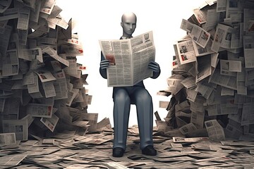 character page grey finance aware white manager paper paper human news 3d people clever th read newspaper story threedimensional abstract document write humorous news human wisdom article media read - obrazy, fototapety, plakaty