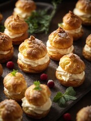 cream puffs. homemade pastry cream puff