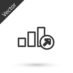 Grey line Financial growth icon isolated on white background. Increasing revenue. Vector