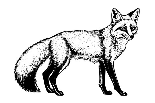 Fox hand drawn ink sketch. Engraving vintage style vector illustration.
