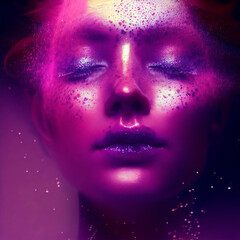 Portrait of a Woman Face Closeup · Radiant Orchid Magenta Color of the Year