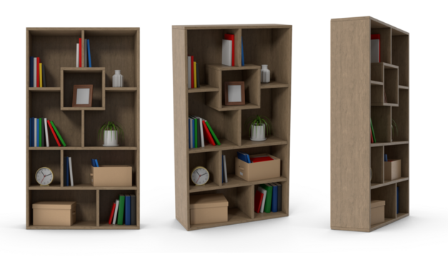 shelves with books on transparent background