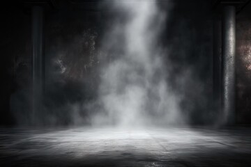 floor background black room space empty mist spot fog lighting dark concrete studio - obrazy, fototapety, plakaty
