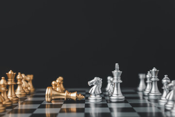 Chessboard game for thought and competition and strategy as business success concept.