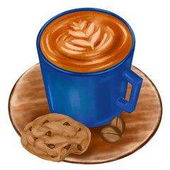 coffee and chocolate chip cookie